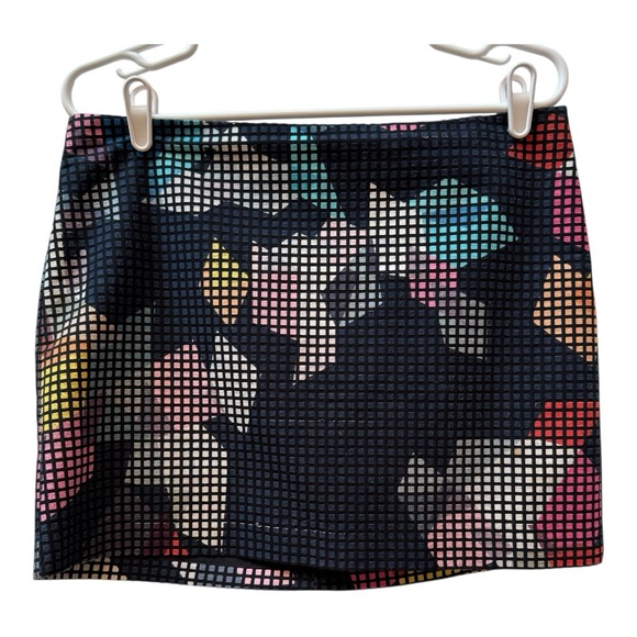 Trina Turk Rico Black Multi Color Geo Pixel Print  Straight‎ Mini Skirt Size 8 - Picture 1 of 8